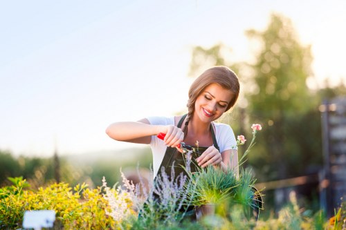 A well-maintained Kensington garden with vibrant flowers and lush greenery.